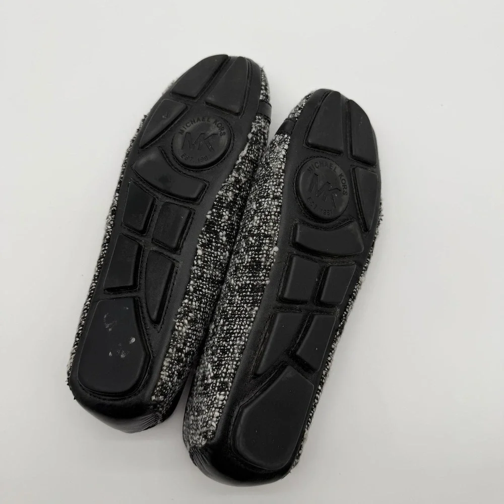 Michael Kors Women's Fulton Slip On Flats Balletcore Black White Tweed Logo 7.5
